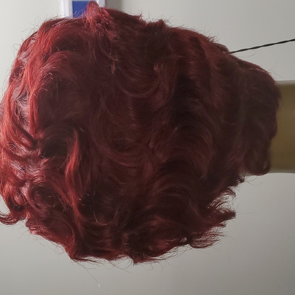 Burgundy 100% Human Hair Finger wave wig New with tags short - Picture 7 of 12